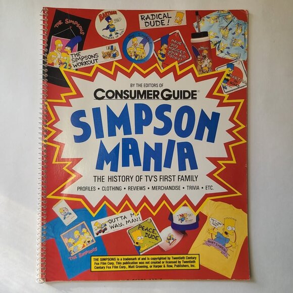 Consumer Guide Simpson Mania Book The Simpsons Fox VINTAGE 1990 - Picture 1 of 6